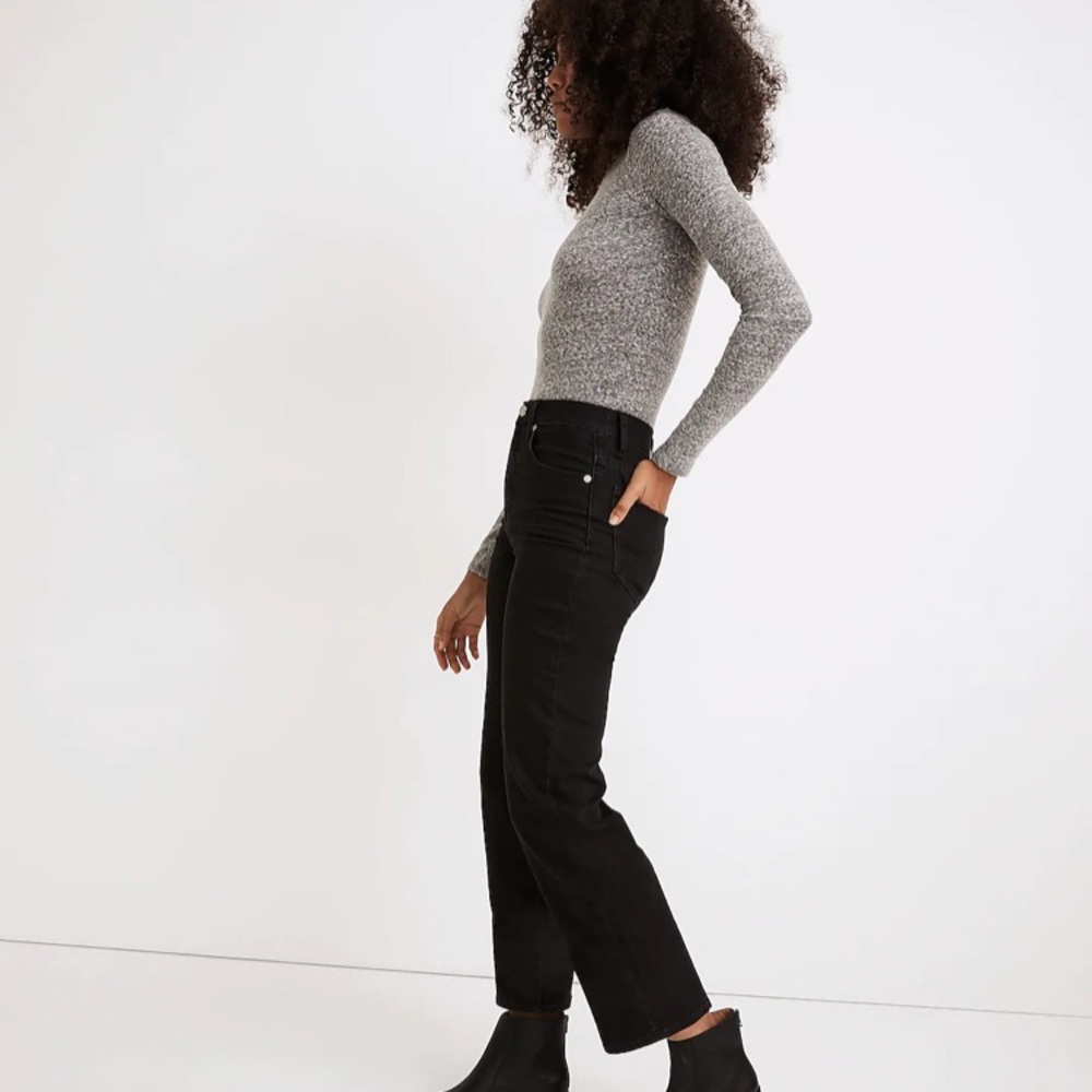 Madewell Slim Wide-Leg High Waist Black Jeans sz 28 - Picture 2 of 6